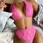 Single Swimsuit Women Split Sexy Bikini Striped Printed High Waist Halter Swimsuit Bella Mia