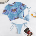 Bikini Three Piece Short Sleeve Sun Protective Blouse Bikini Swimsuit Split Swimsuit Bella Mia