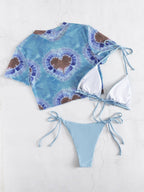 Bikini Three Piece Short Sleeve Sun Protective Blouse Bikini Swimsuit Split Swimsuit Bella Mia