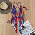 Bohemian Swimsuit Deep V Plunge Strap Sexy Backless Swimsuit Women Bella Mia