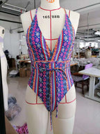 Bohemian Swimsuit Deep V Plunge Strap Sexy Backless Swimsuit Women Bella Mia