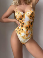 French One Piece Swimsuit Women Conservatively Thin Steel Bracket Push Up One Piece Swimsuit Bella Mia
