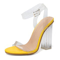plus Size Sandals Women Sexy Buckle High Heel Sandals Personality Clear Heel Women andals Bella Mia
