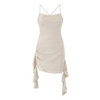 Spring Sexy Sexy Backless V neck Three Dimensional Floral Ribbon Slim Fit Sexy Dress Bella Mia