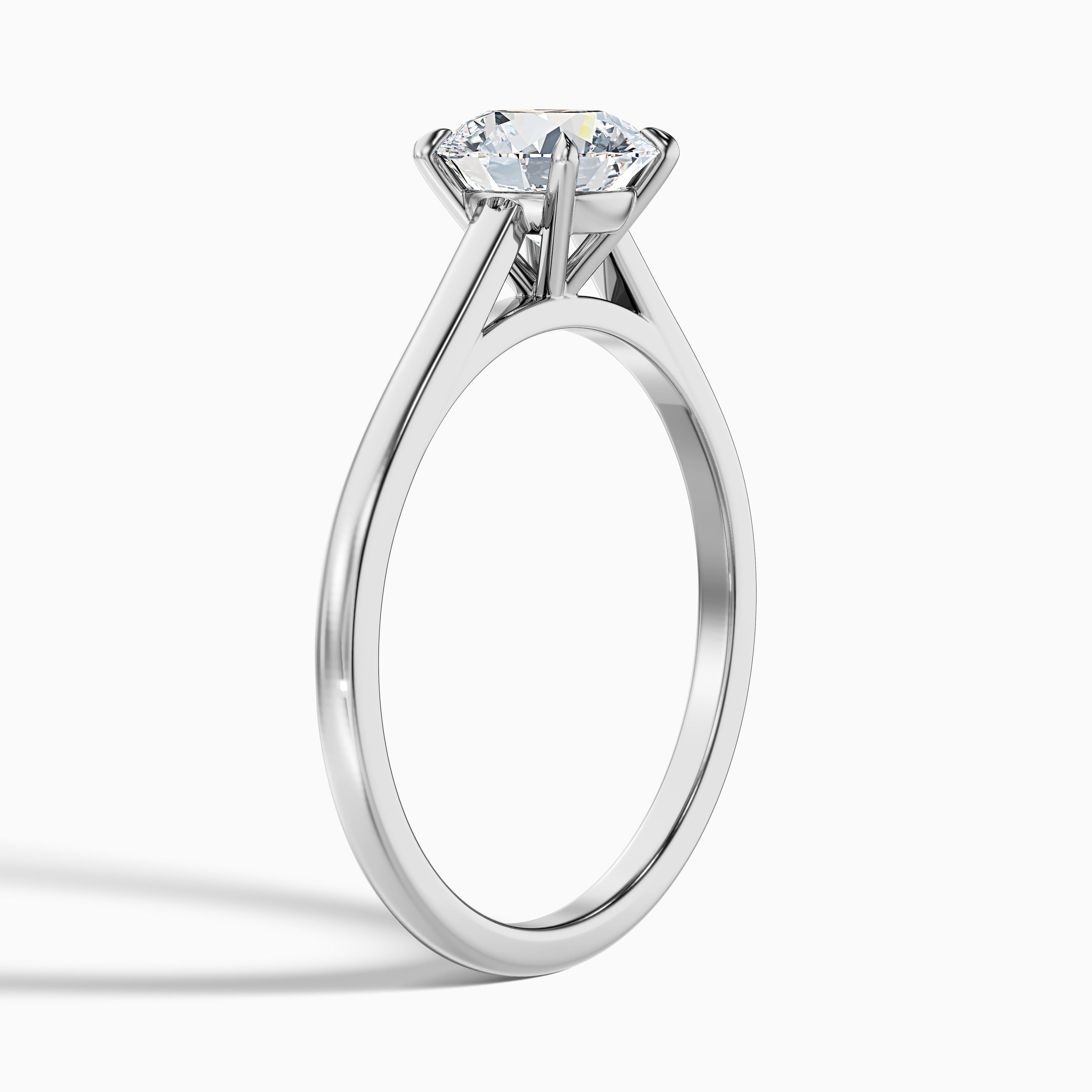 Nia 4 Carat Round Cut Solitaire Moissanite Engagement Ring in 18k White Gold