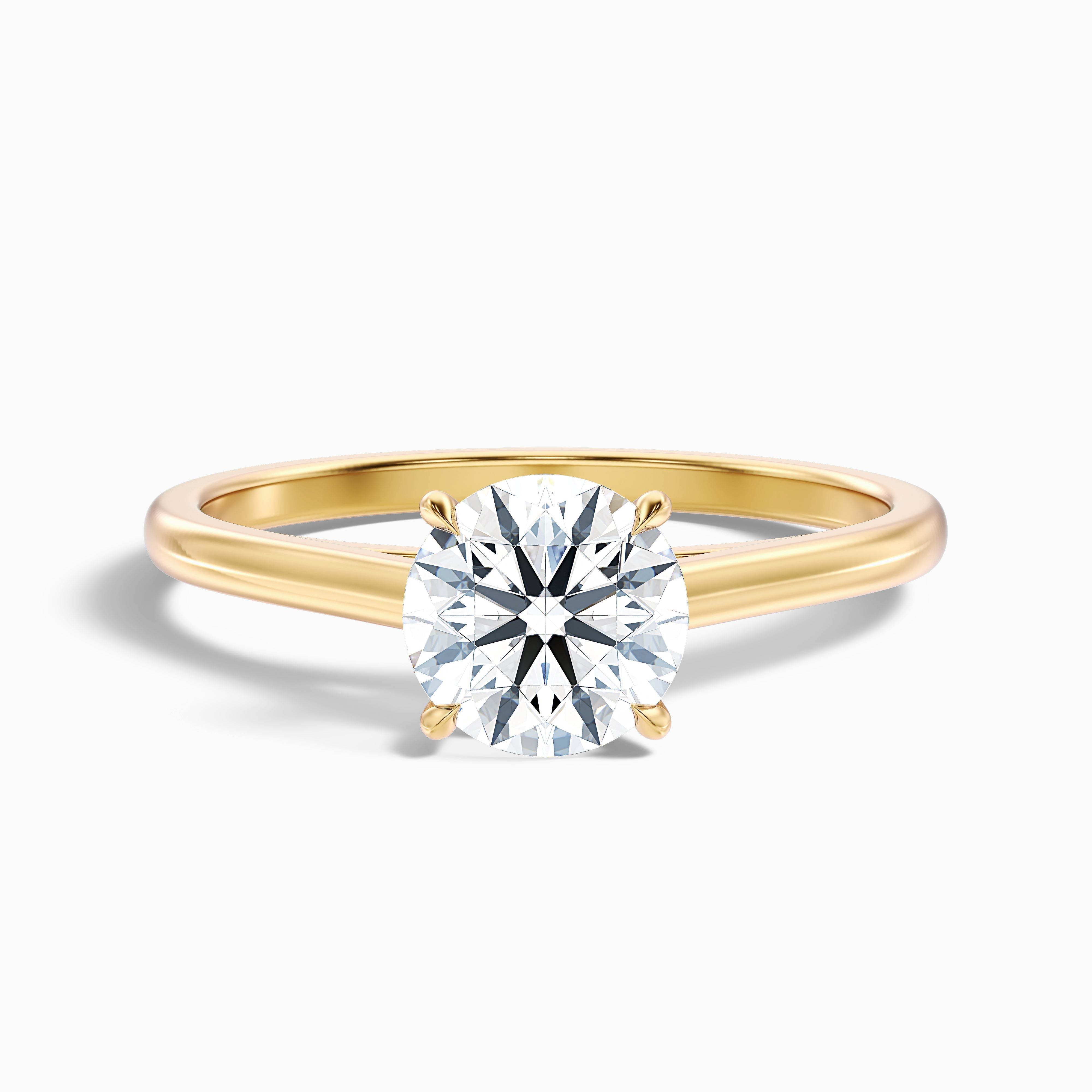 Anika 1 Carat Round Cut Solitaire Lab Grown Diamond Ring in 18k Yellow Gold