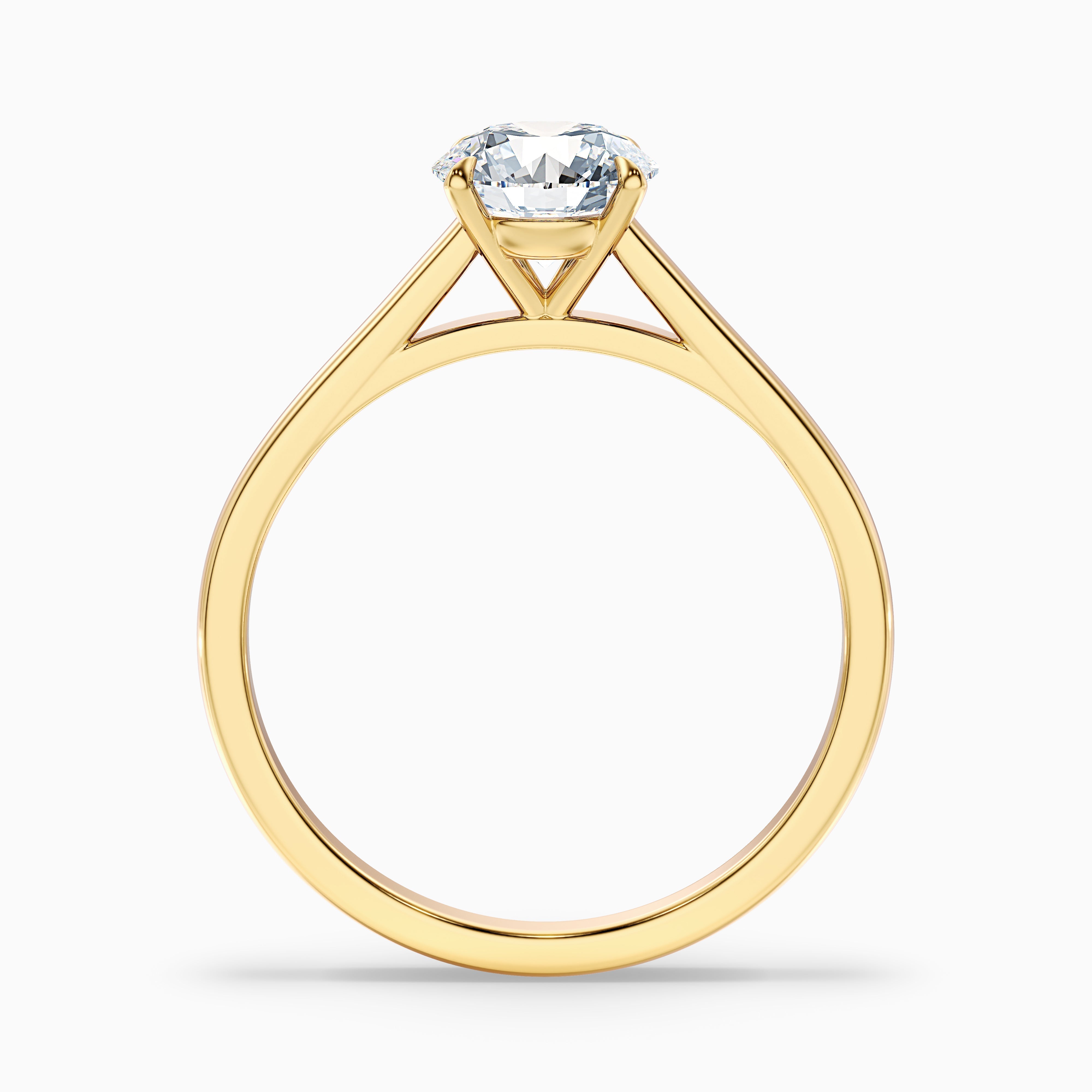 Anika 1 Carat Round Cut Solitaire Lab Grown Diamond Ring in 18k Yellow Gold
