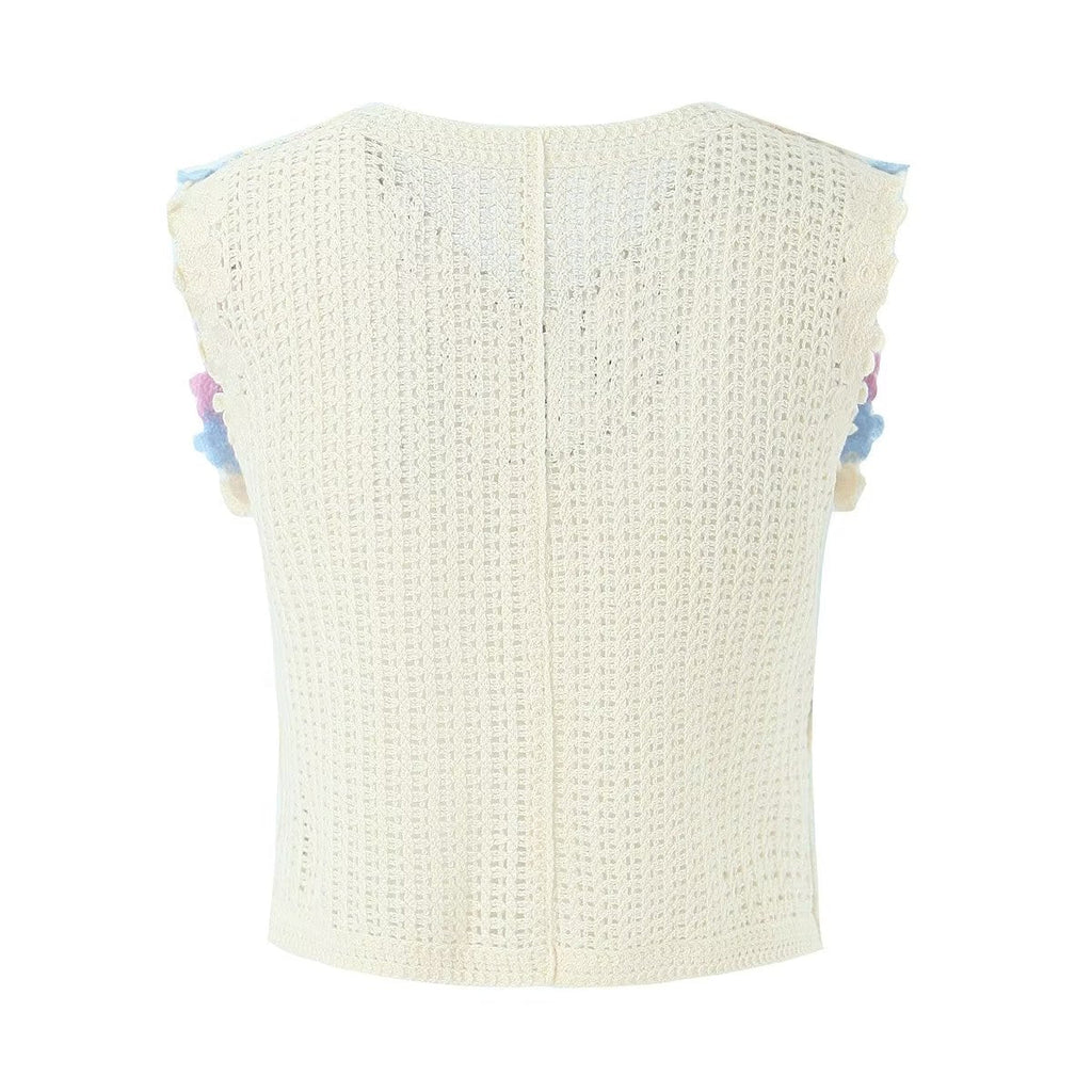 Women Retro Thailand Holiday Floral Vest Cardigan Top Casual All Matching Graceful Bella Mia