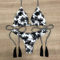 Leopard Print Bikini Solid Color Women Swimsuit Sexy Lace-up Swimwear Split Bikini Bella Mia