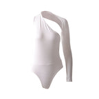 Autumn Winter Sexy One-Shoulder Tight Bodysuit Street Milk Silk Bottoming Top Women Bella Mia