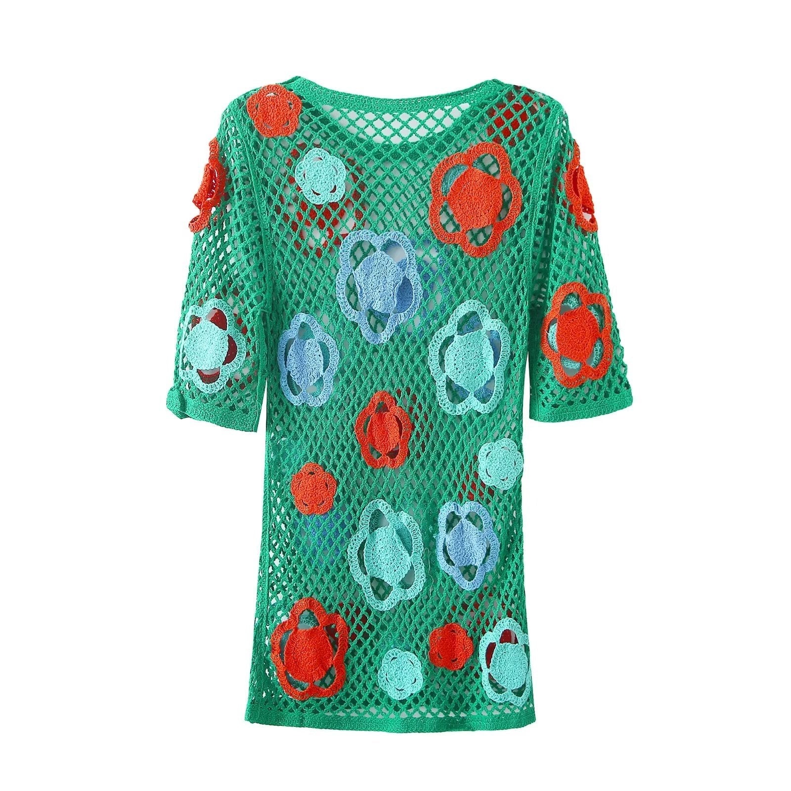 Summer Women Large Mesh Crochet Color Short Dress Mini Dress Bella Mia