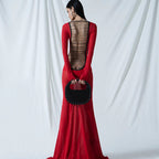 Autumn Women Clothing Sexy Mesh Backless Lace up Long Sleeve Super Maxi Dress for Women Bella Mia