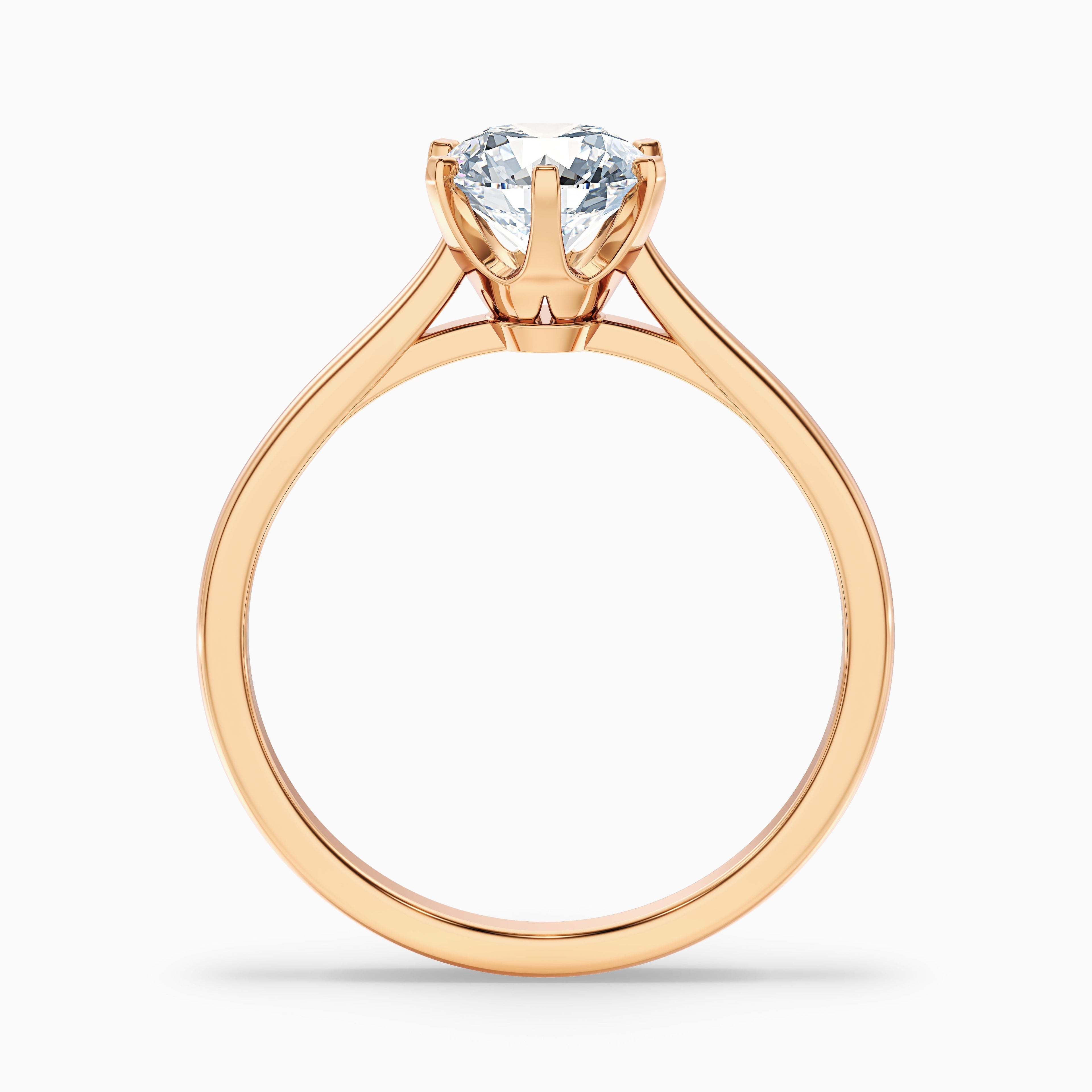 Elle 1 Carat Round Solitaire Moissanite Engagement Ring in 18k White Gold