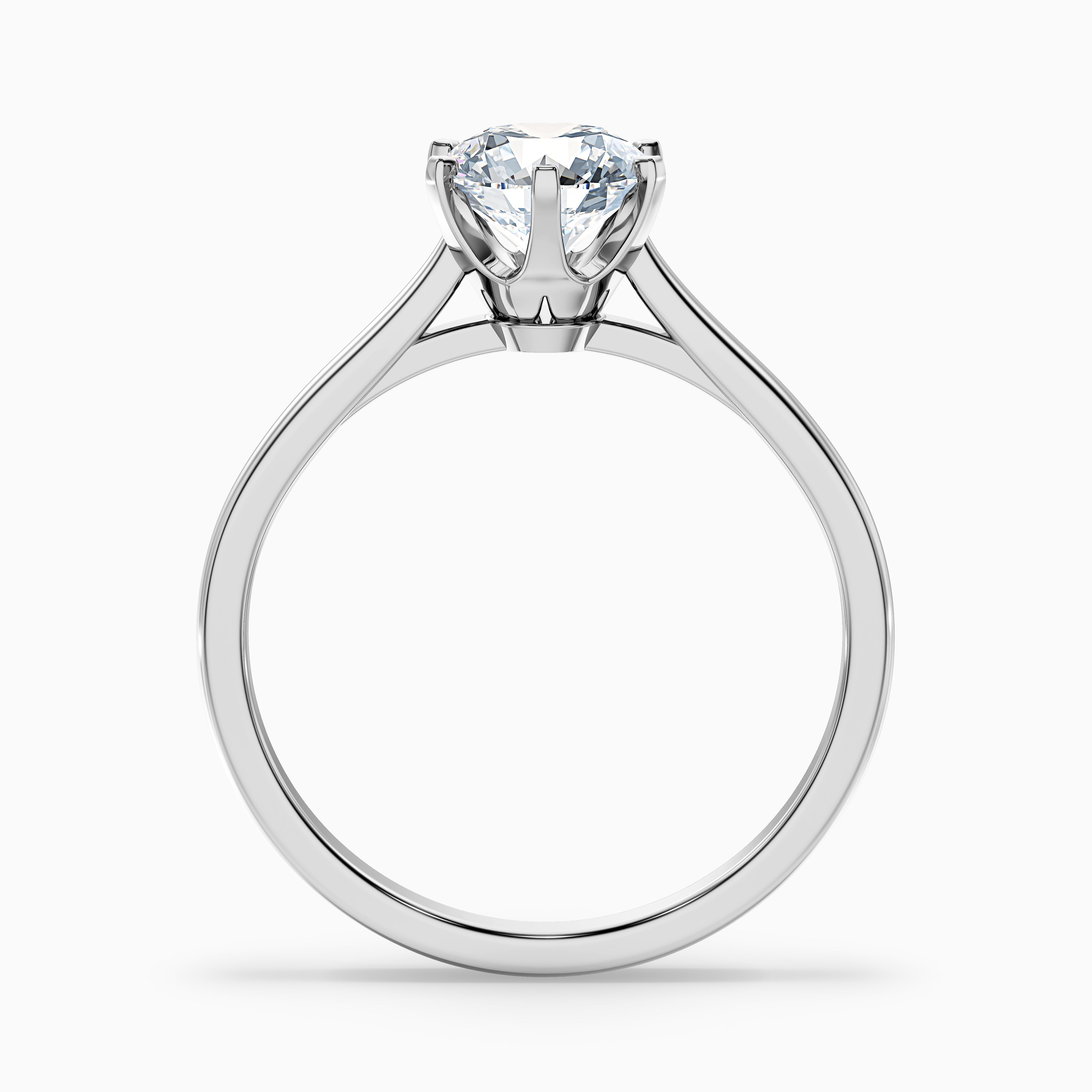 Amy 4 Carat Round Solitaire Lab Grown Diamond Ring in 18k White Gold