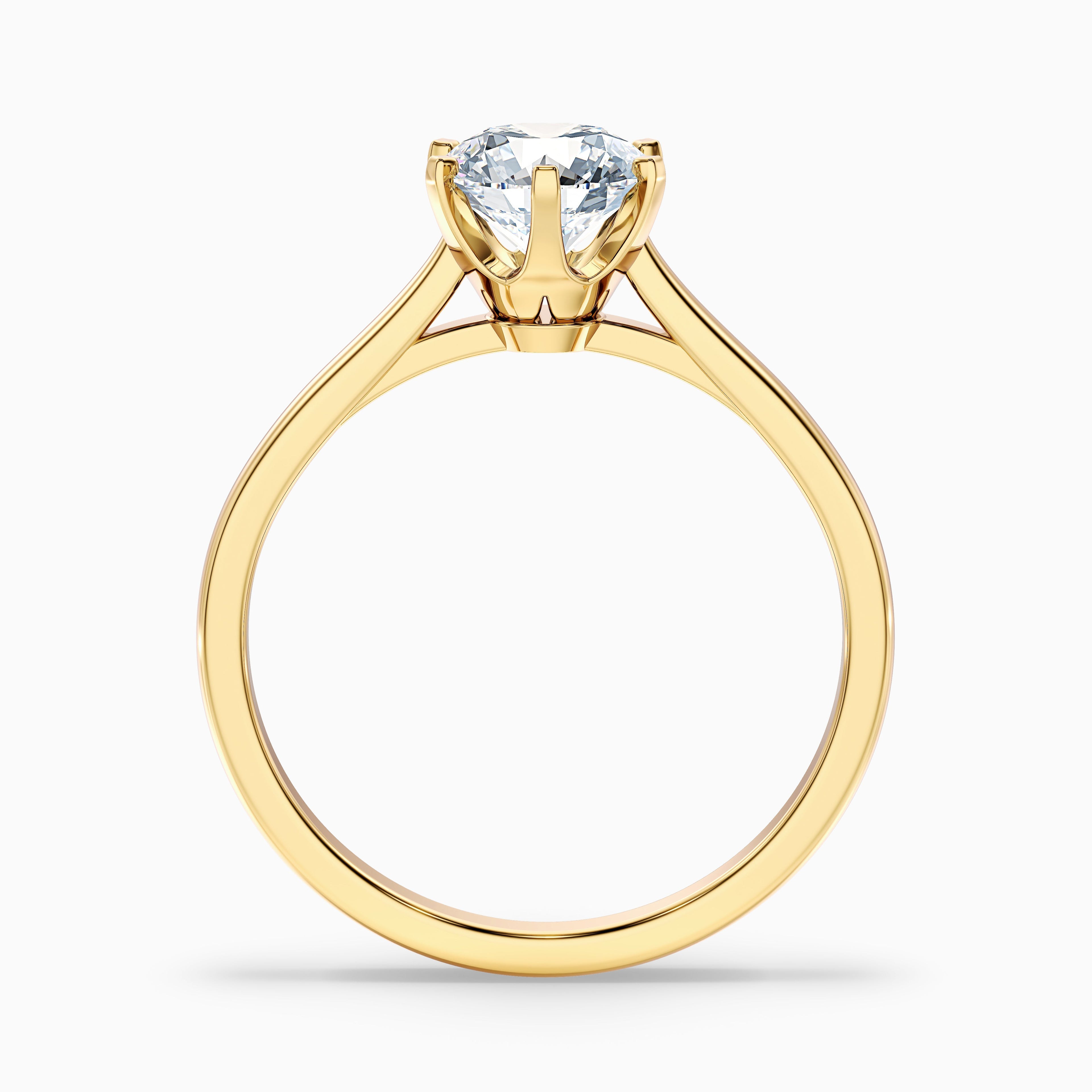 Elle 5 Carat Round Solitaire Moissanite Engagement Ring in 10k Yellow Gold
