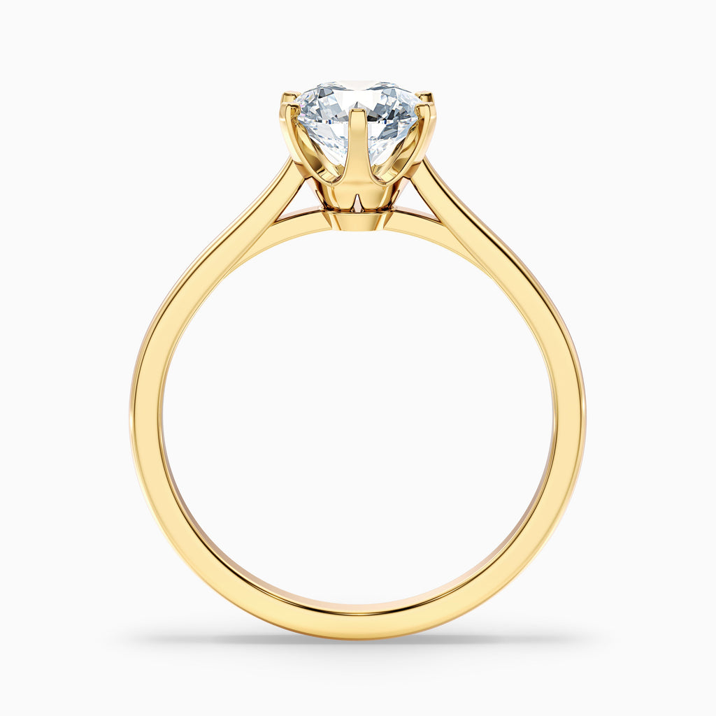 Elle 1 Carat Round Solitaire Moissanite Engagement Ring in 18k White Gold