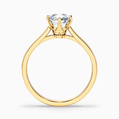 Amy 1 Carat Round Solitaire Lab Grown Diamond Ring in 10k Yellow Gold