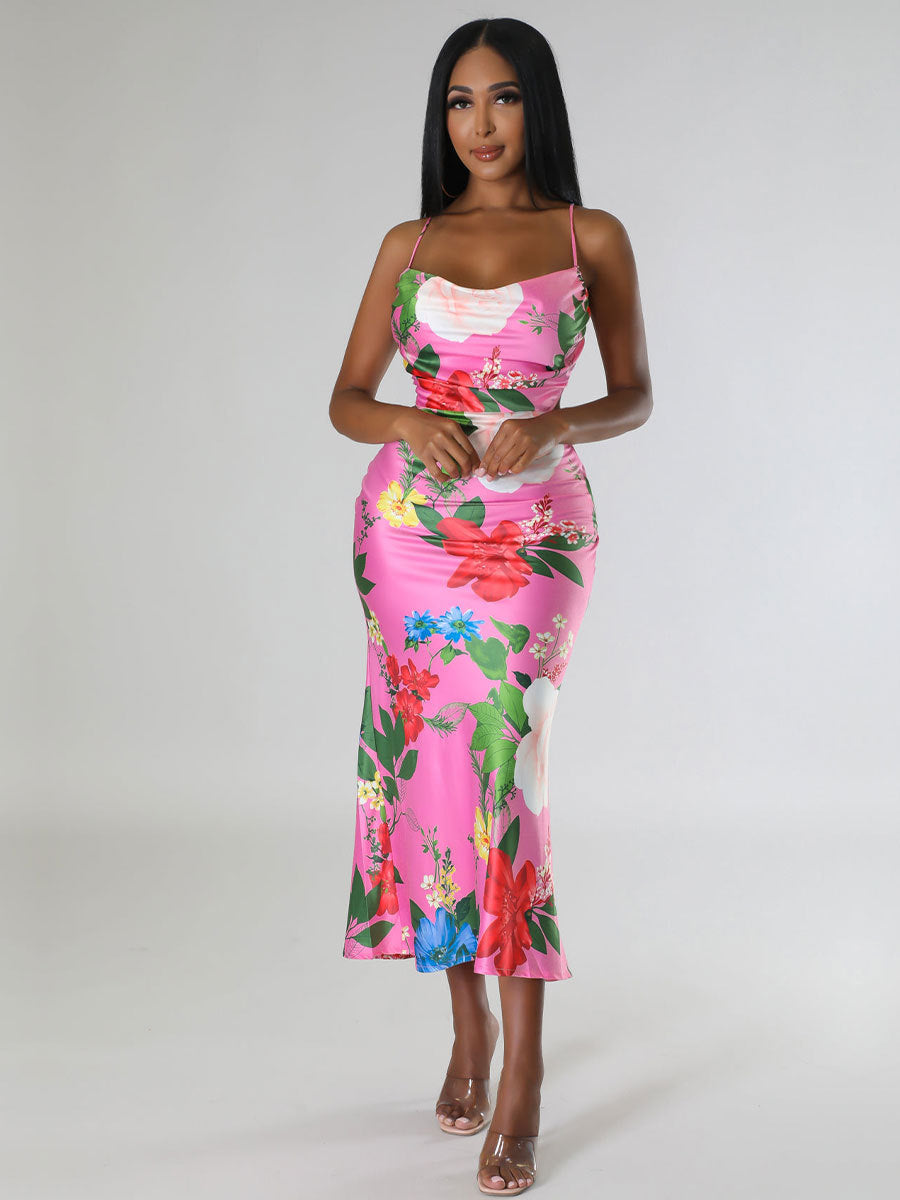 Summer Sleeveless Printed Backless Dress High-Grade Women Clothing Bella Mia