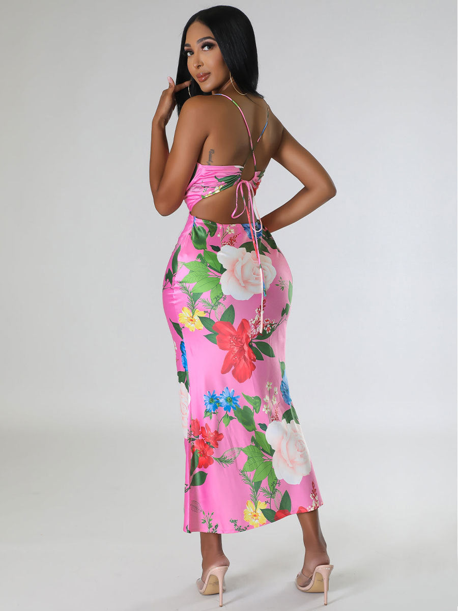 Summer Sleeveless Printed Backless Dress High-Grade Women Clothing Bella Mia
