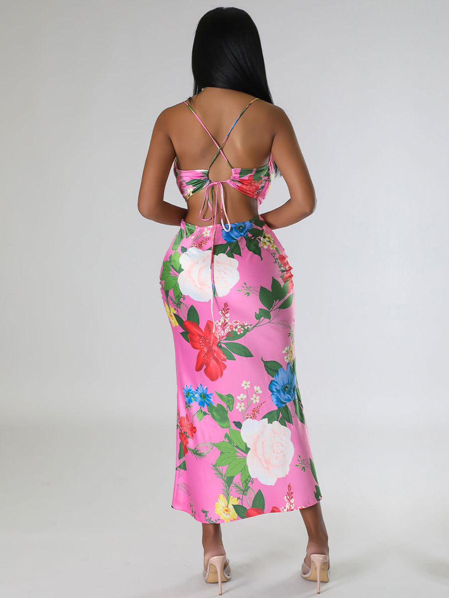 Summer Sleeveless Printed Backless Dress High-Grade Women Clothing Bella Mia