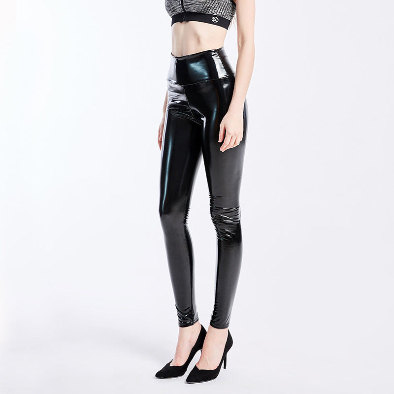 Coated Mirror High Elastic Leggings Sexy High Waist Latex Bright Leather Women Trousers Bella Mia
