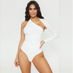 Autumn Winter Sexy One-Shoulder Tight Bodysuit Street Milk Silk Bottoming Top Women Bella Mia