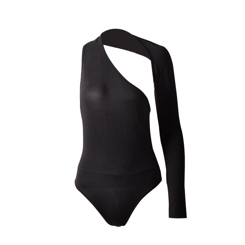 Autumn Winter Sexy One-Shoulder Tight Bodysuit Street Milk Silk Bottoming Top Women Bella Mia