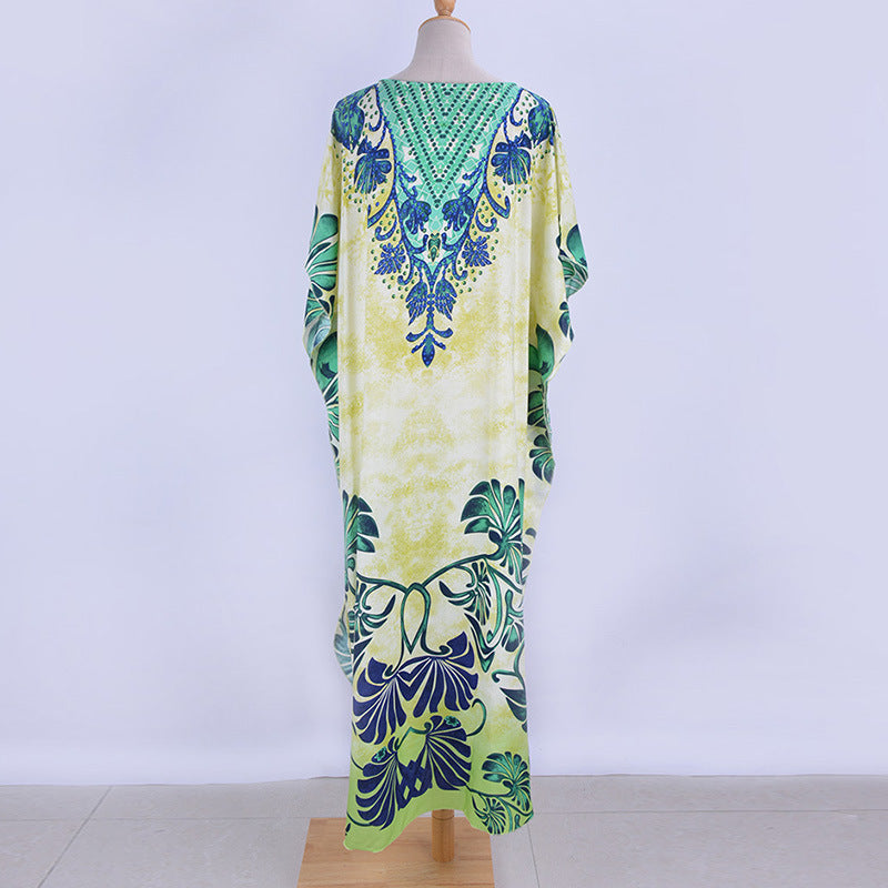Rayon Positioning Printing Bikini Cover Up Robe Vacation Beach Dress Swimsuit Blouse Women Bella Mia