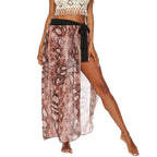 Clearance Women Clothing One Piece Printed Irregular Asymmetric Chiffon Lace up Sexy Beach Skirt Bella Mia