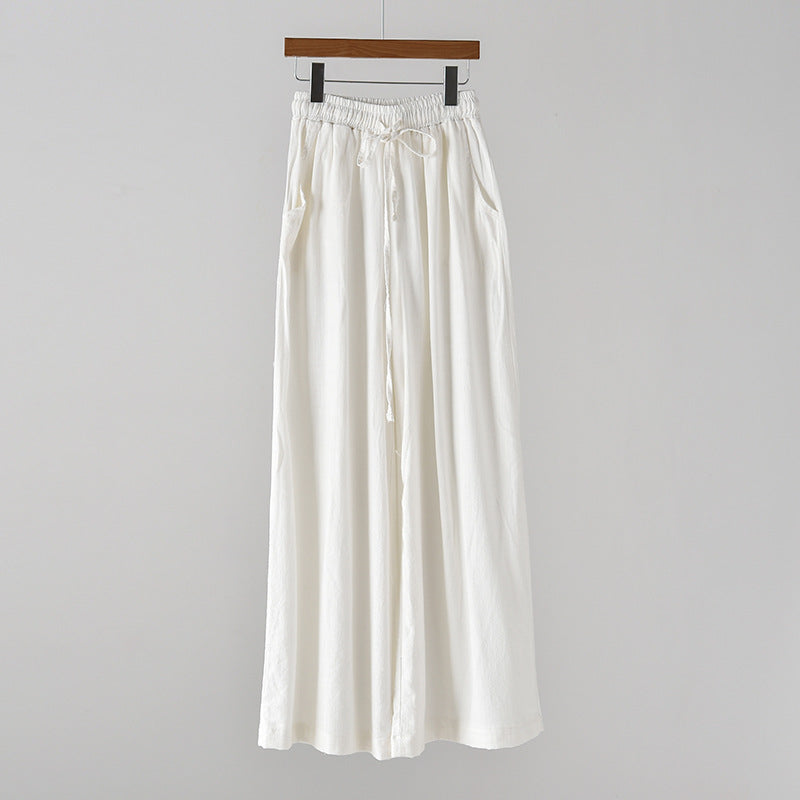 Spring Summer Cotton Linen Women Artistic Stone Washed Women Yoga Pants Linen Casual Wide Leg Pants Bella Mia