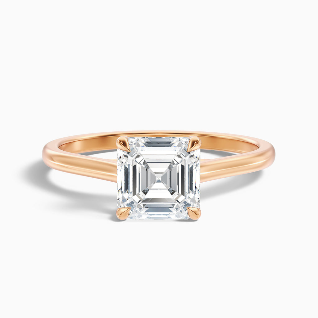 Ada 4 Carat Asscher Cut Solitaire Moissanite Engagement Ring in 18k Rose Gold