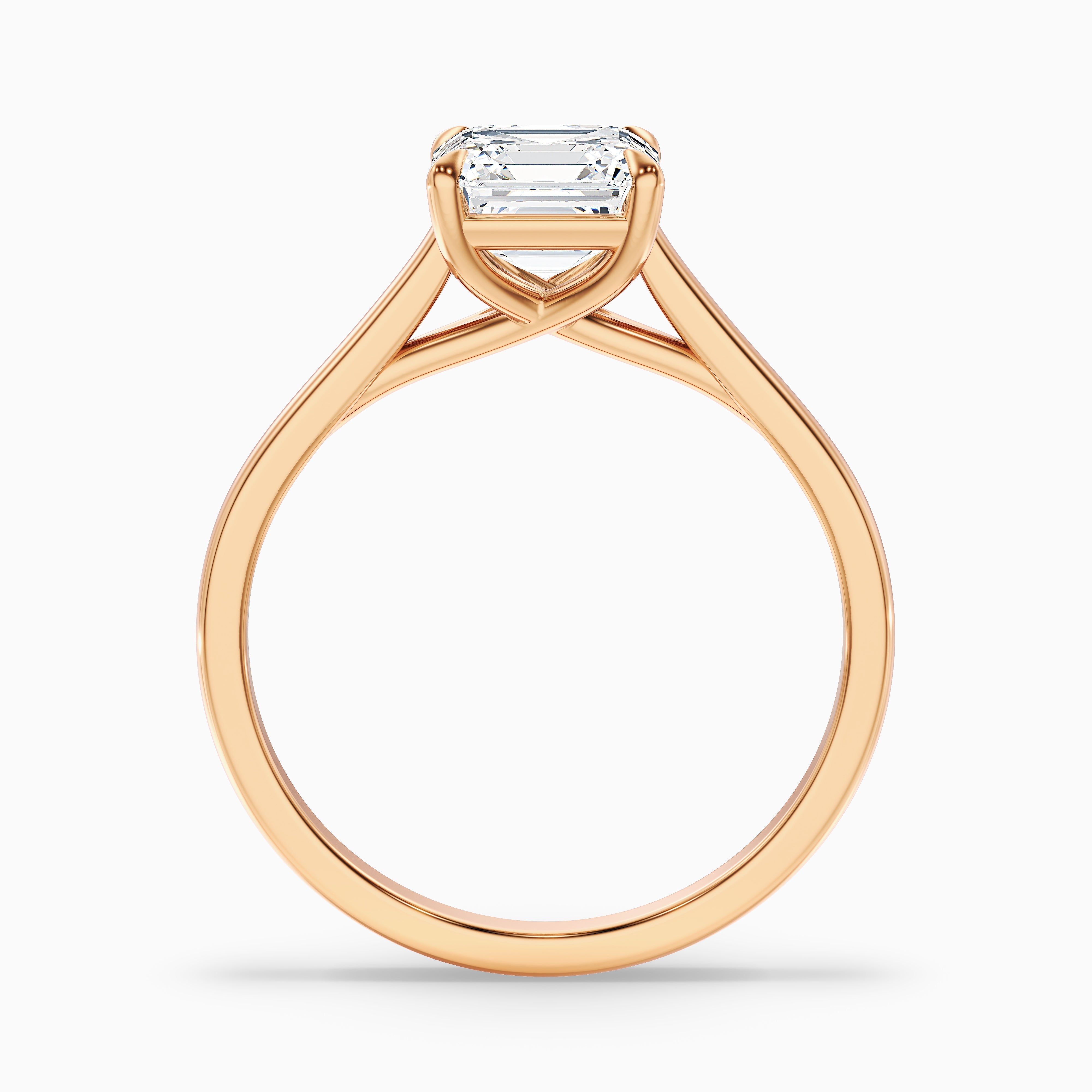 Ada 2 Carat Asscher Cut Solitaire Moissanite Engagement Ring in 18k Rose Gold