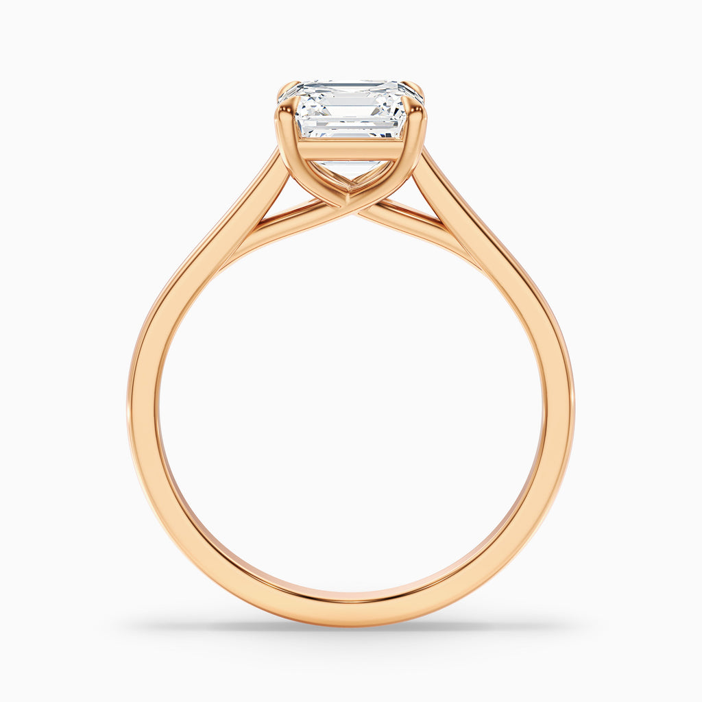 April 3 Carat Asscher Cut Solitaire Lab Grown Diamond Ring in 10k Yellow Gold