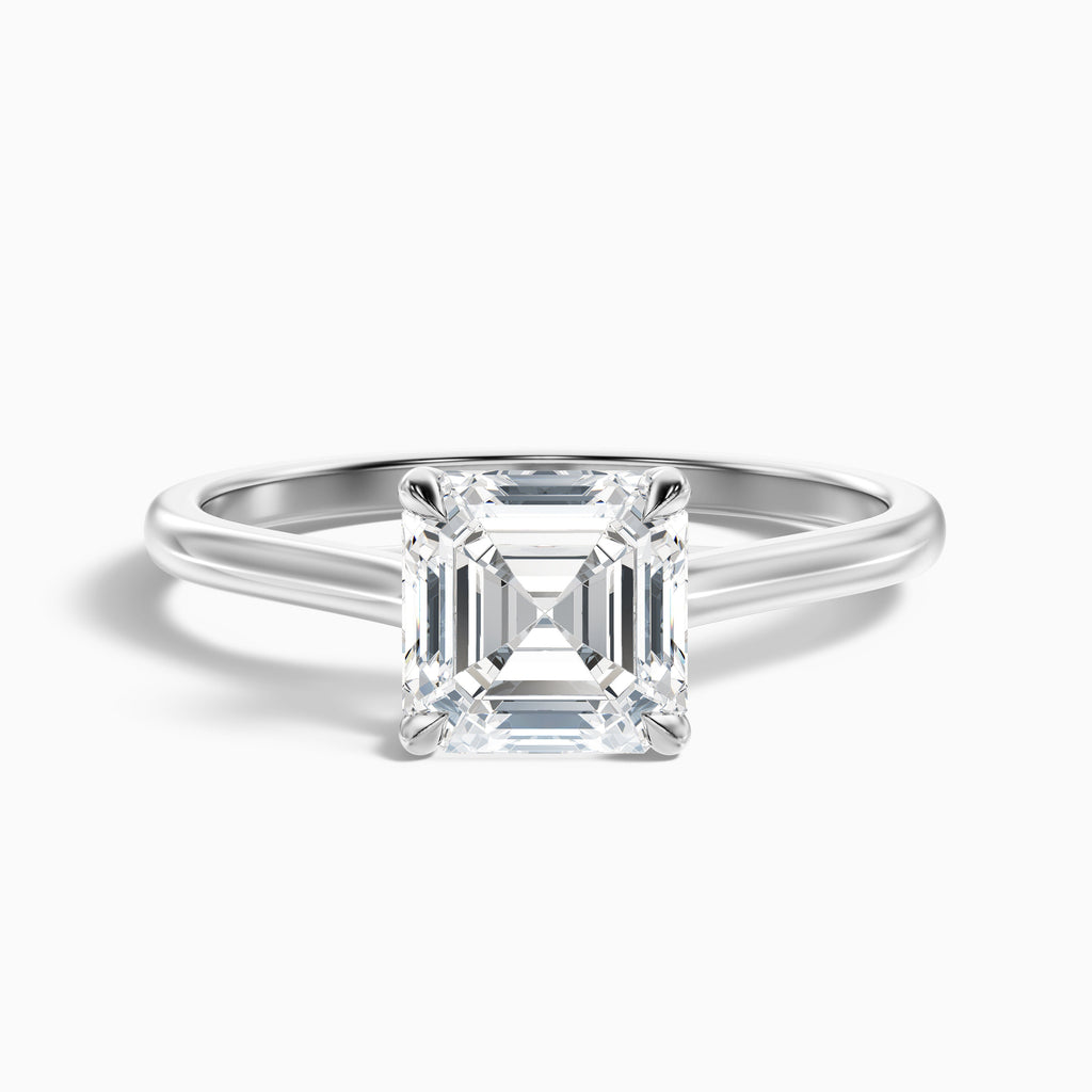 Ada 3.5 Carat Asscher Cut Solitaire Moissanite Engagement Ring in Platinum