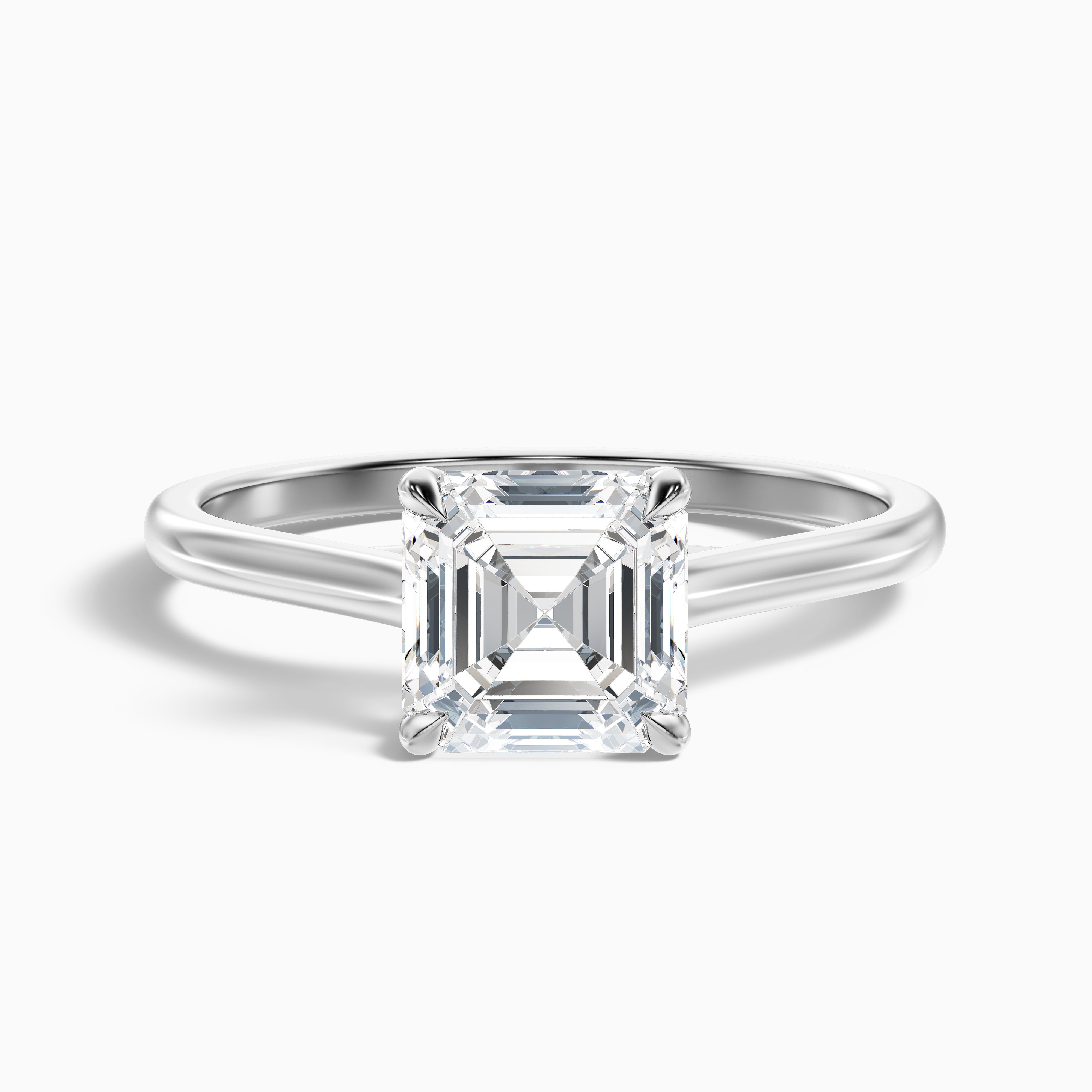 April 2 Carat Asscher Cut Solitaire Lab Grown Diamond Ring in 18k Rose Gold