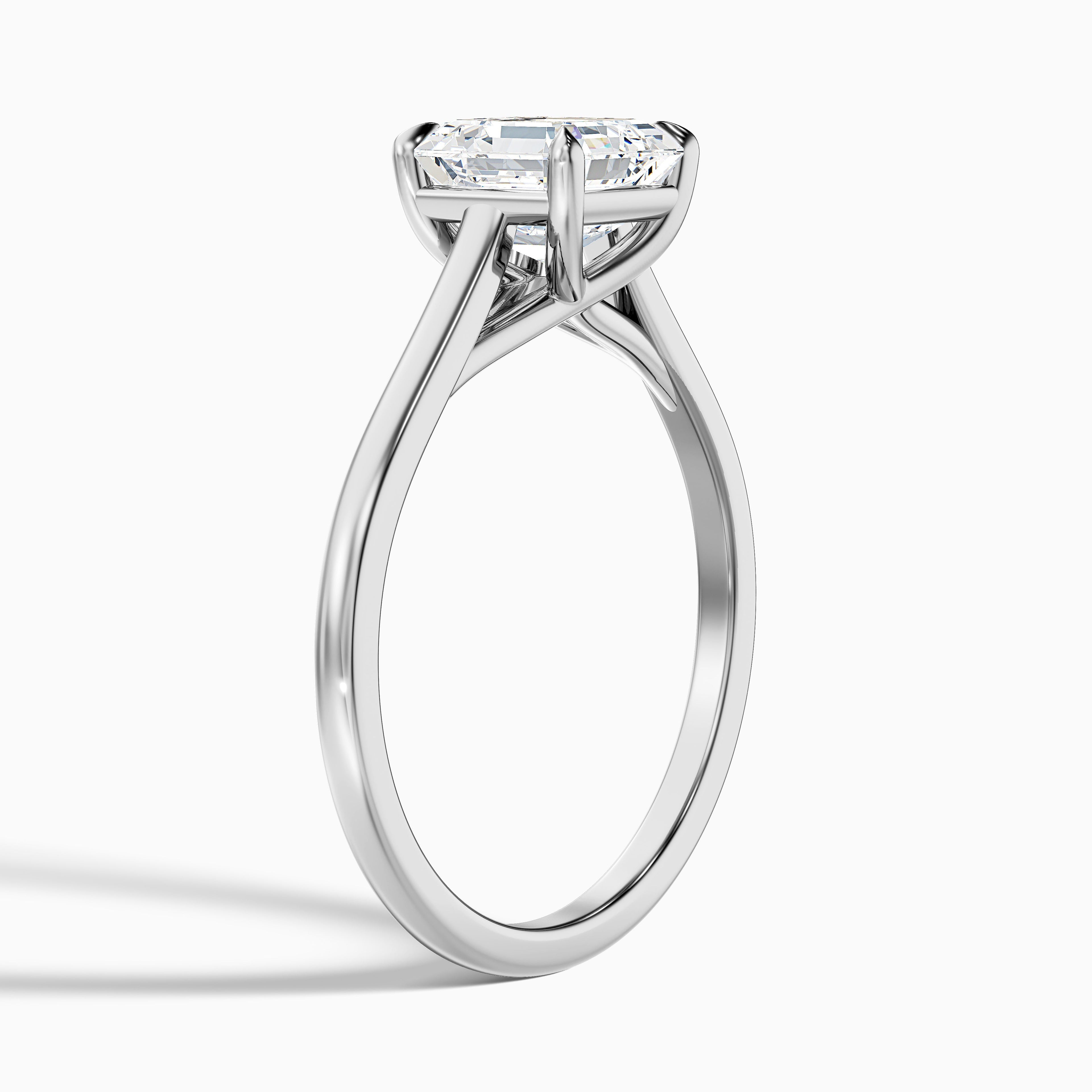 April 3 Carat Asscher Cut Solitaire Lab Grown Diamond Ring in 10k White Gold