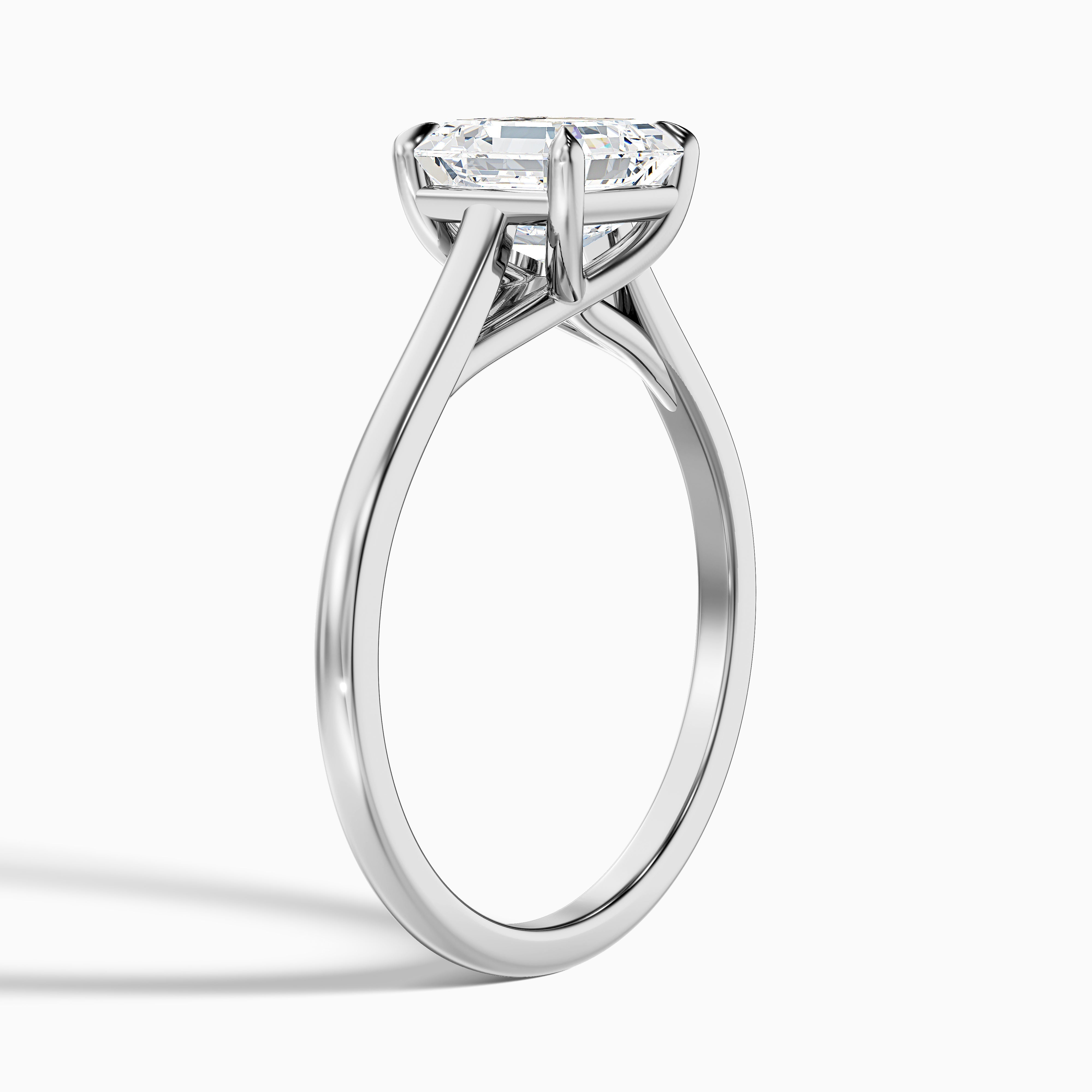 April 3 Carat Asscher Cut Solitaire Lab Grown Diamond Ring in 10k White Gold