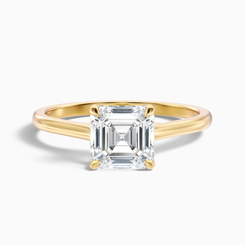 Ada 2 Carat Asscher Cut Solitaire Moissanite Engagement Ring in 10k White Gold