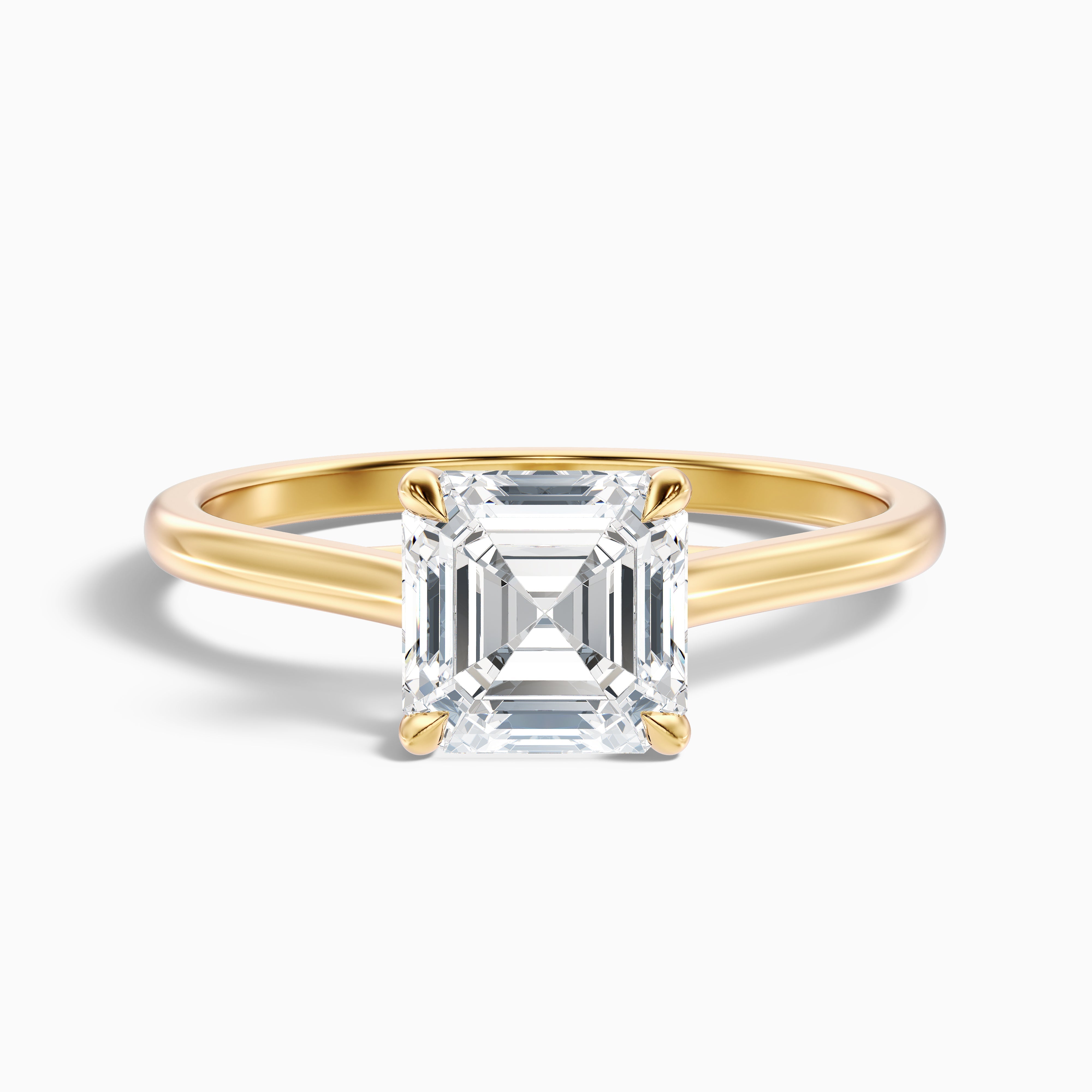 April 2 Carat Asscher Cut Solitaire Lab Grown Diamond Ring in 10k White Gold