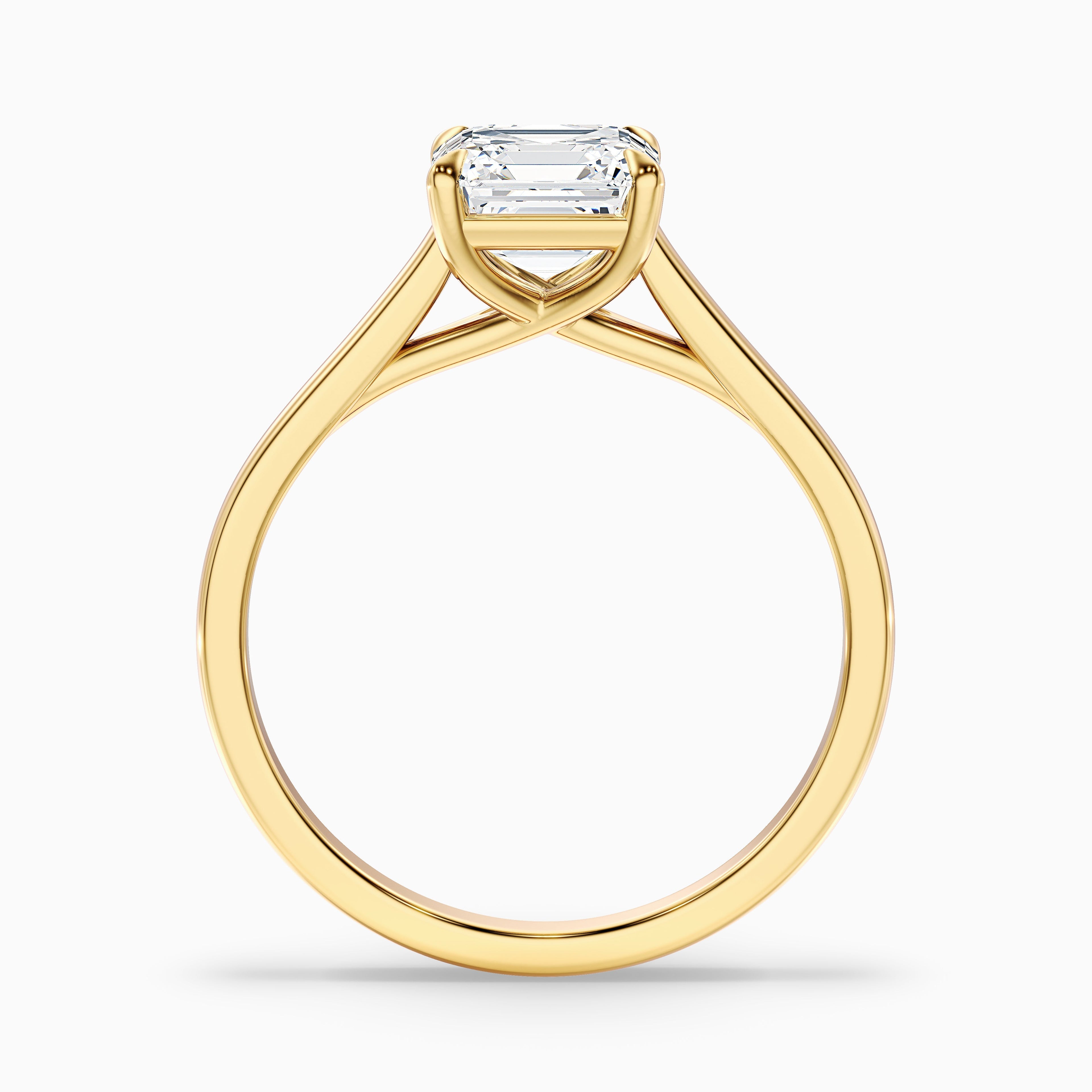 Ada 1 Carat Asscher Cut Solitaire Moissanite Engagement Ring in Platinum