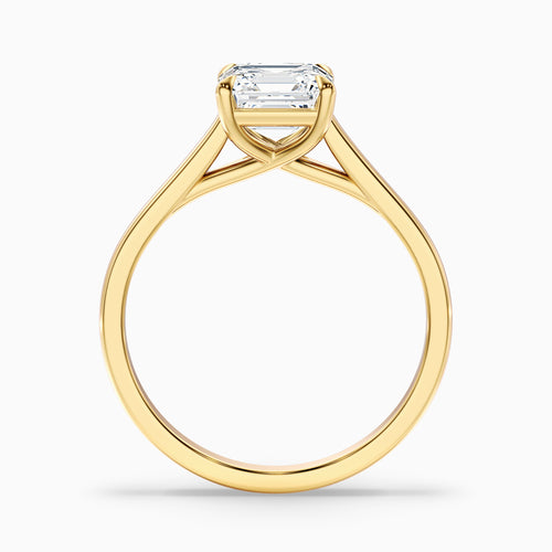 April 3 Carat Asscher Cut Solitaire Lab Grown Diamond Ring in 10k Yellow Gold