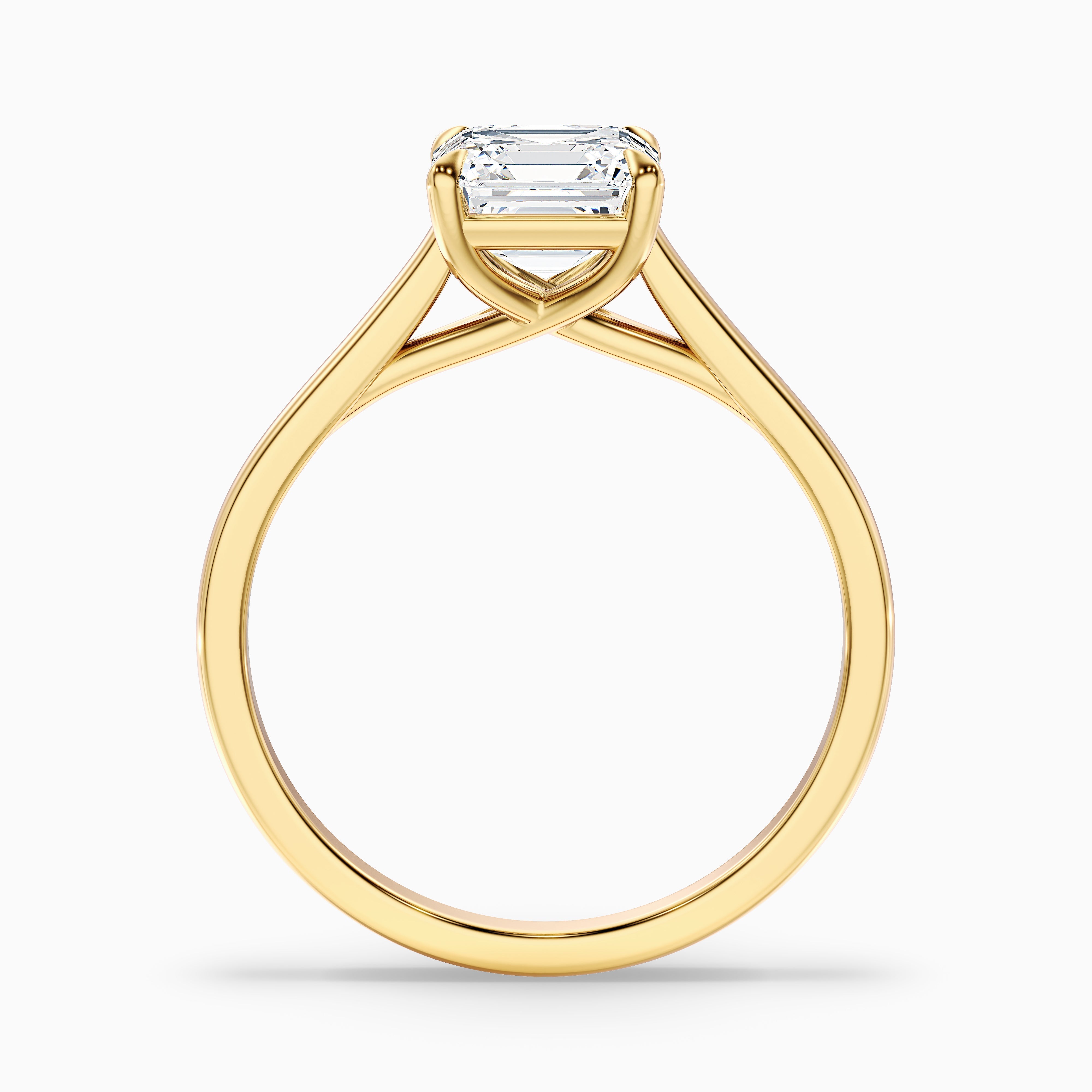 Ada 1 Carat Asscher Cut Solitaire Moissanite Engagement Ring in 14k Yellow Gold