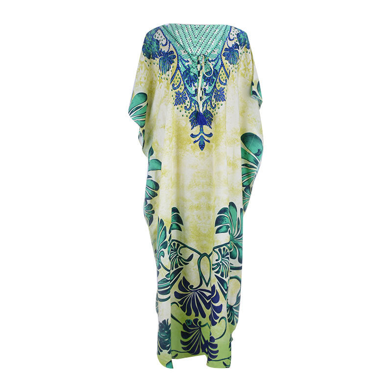 Rayon Positioning Printing Bikini Cover Up Robe Vacation Beach Dress Swimsuit Blouse Women Bella Mia