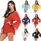 Seaside Vacation Beach Beach Cover Up Swimsuit Outer Wear Women Loose Hand Crocheting Sun Protection Shirt Jacket Bella Mia