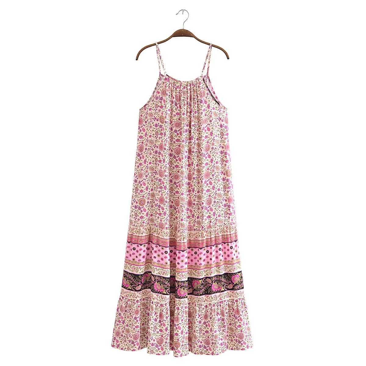 Watermark Positioning Flower Long Suspender Dress