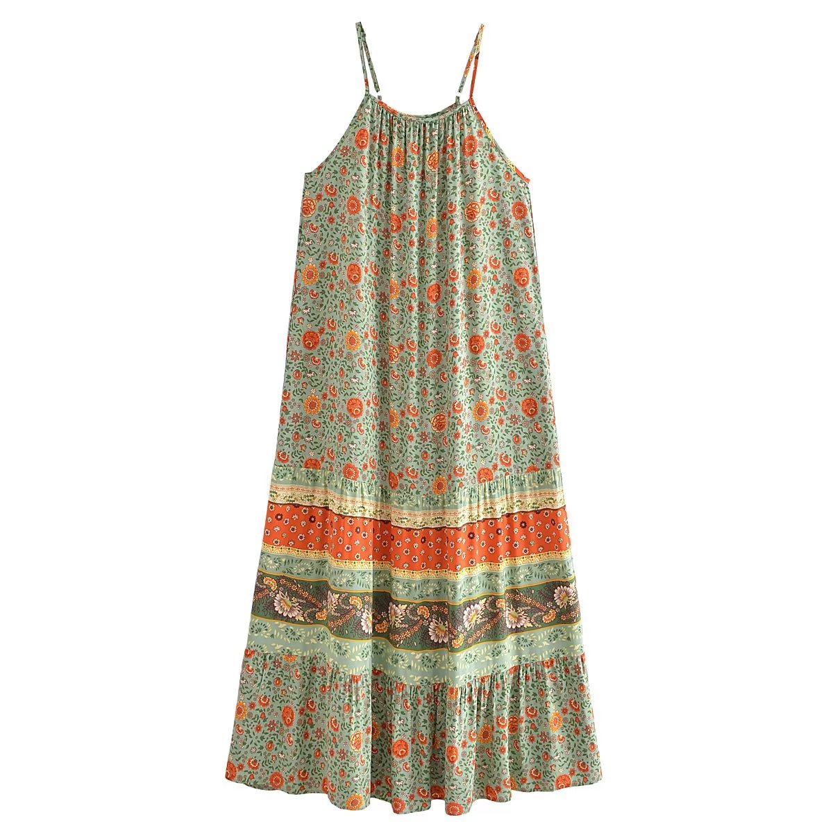 Watermark Positioning Flower Long Suspender Dress