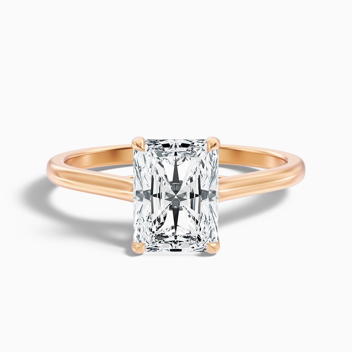 Alia 2 Carat Radiant Cut Solitaire Moissanite Engagement Ring in 18k Yellow Gold