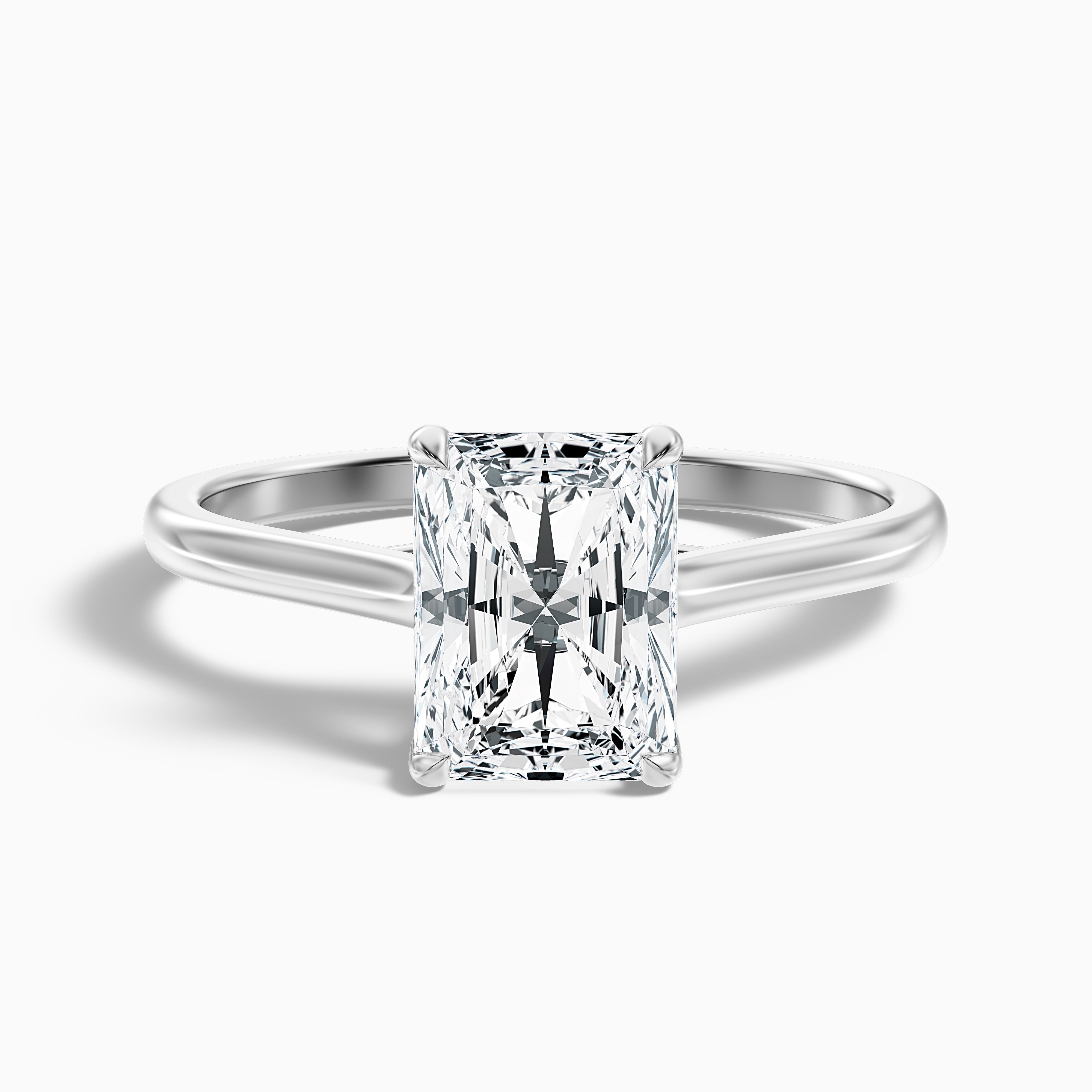 Alia 5 Carat Radiant Cut Solitaire Moissanite Engagement Ring in 10k White Gold