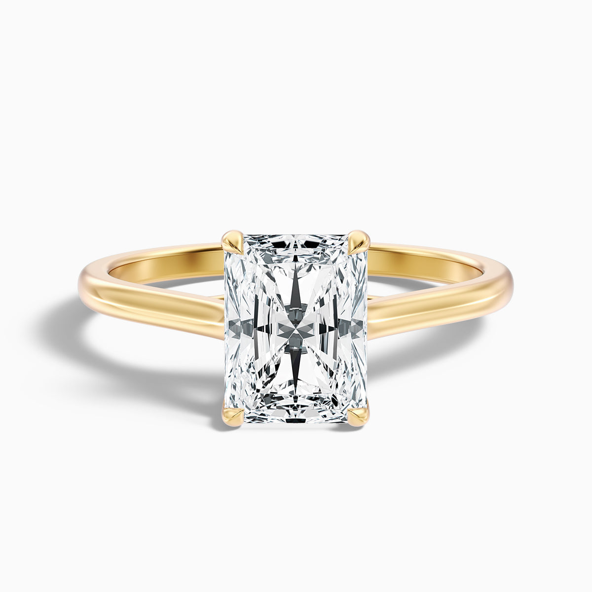 Alia 3 Carat Radiant Cut Solitaire Moissanite Engagement Ring in 14k Rose Gold