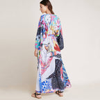 Rayon Printed Mid Length Beach Sun Protection Cardigan Beach Cover Up Swimsuit Outwear Shawl Bella Mia